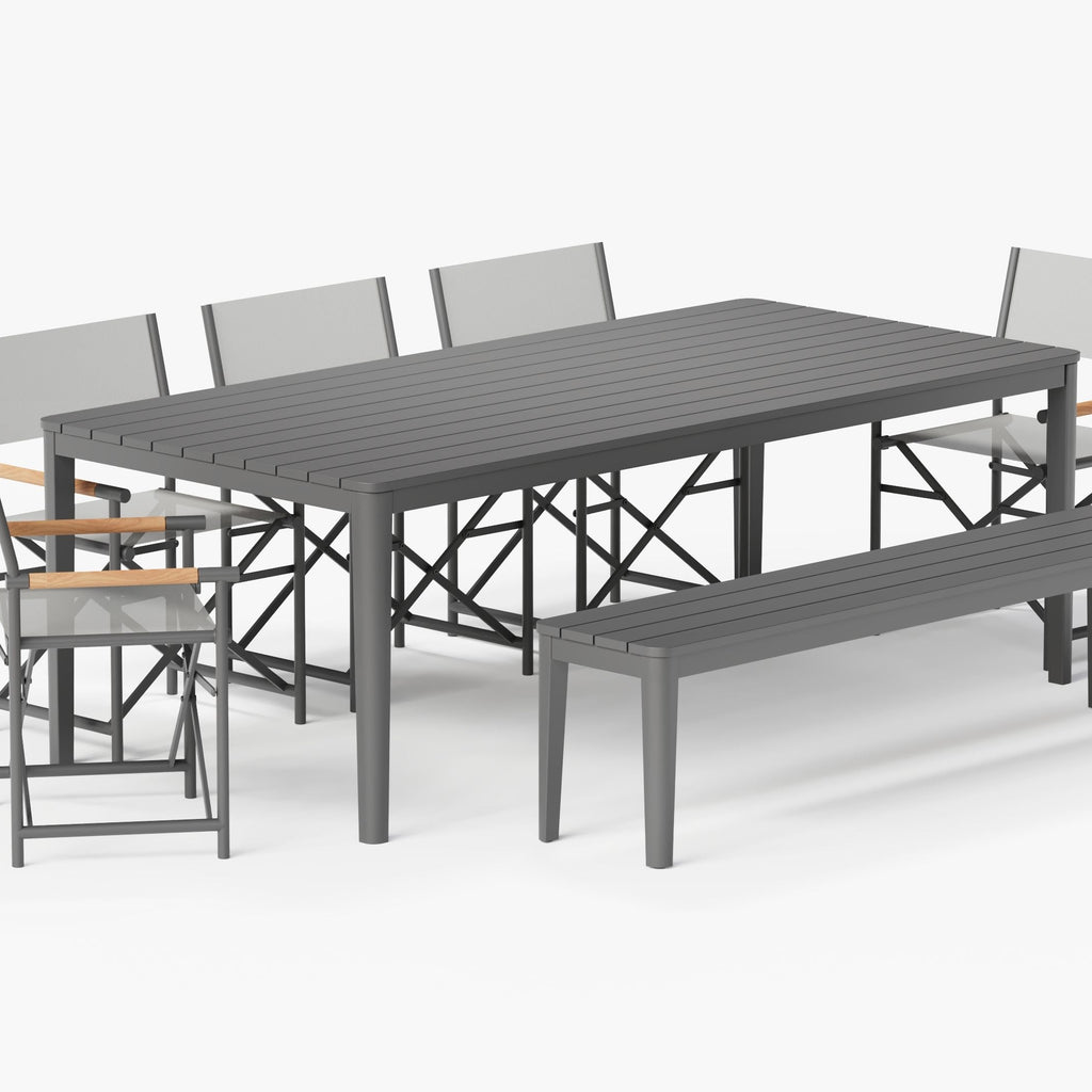 Aluminum outdoor rectangular dining table and chair set