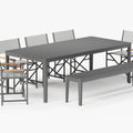 Aluminum outdoor rectangular dining table and chair set