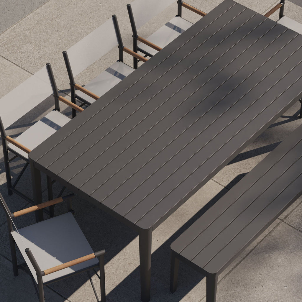 Aluminum outdoor rectangular dining table and chair set