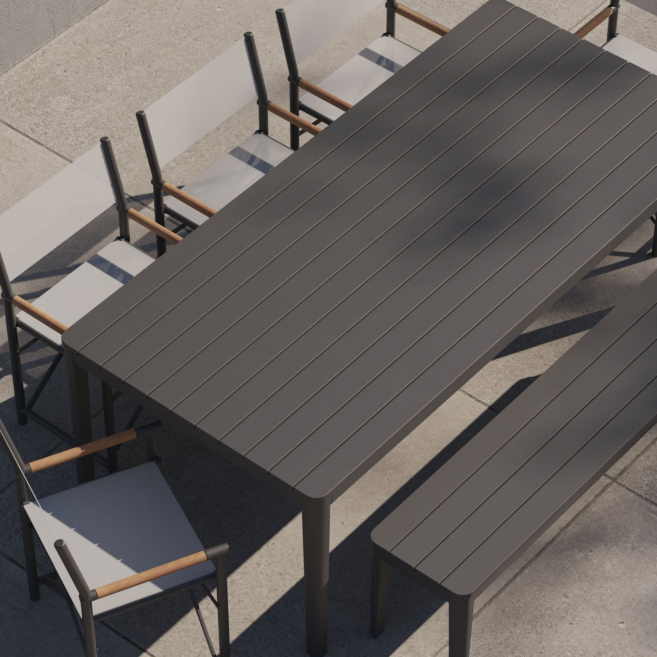 Aluminum outdoor rectangular dining table and chair set