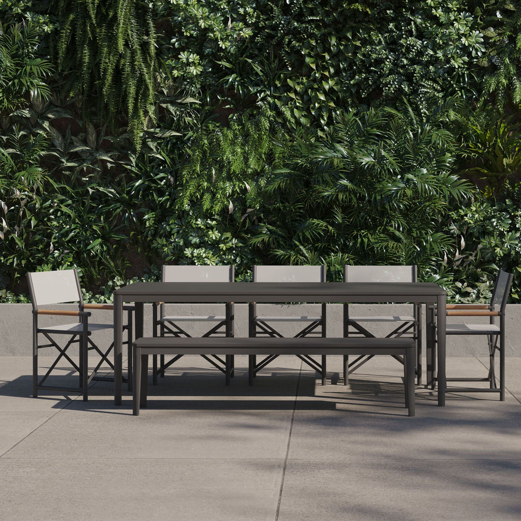 Aluminum outdoor rectangular dining table and chair set
