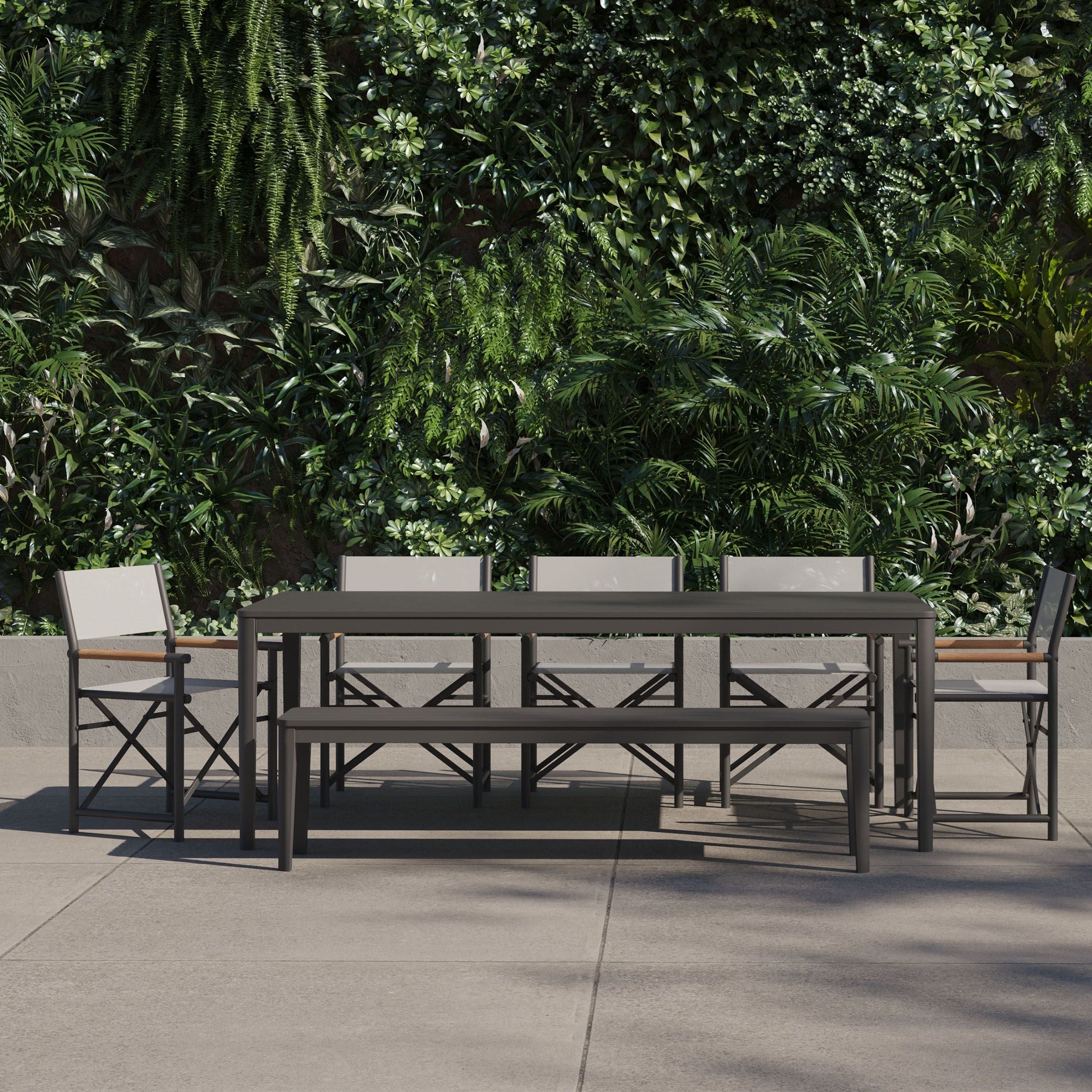 Aluminum outdoor rectangular dining table and chair set
