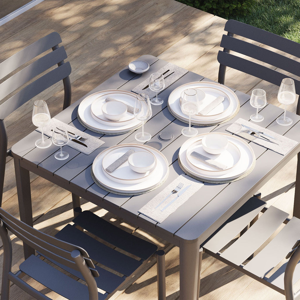 Armchairs and outdoor dining tables