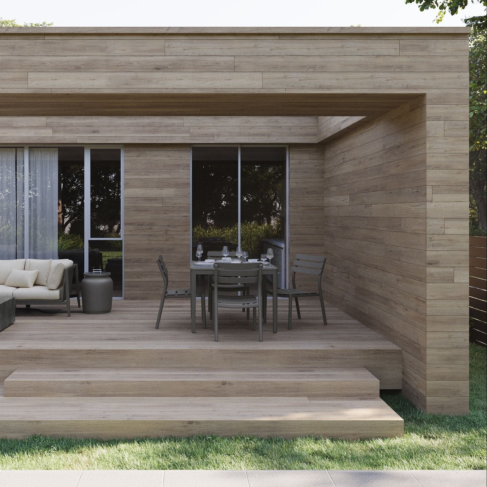 Armchairs and outdoor dining tables