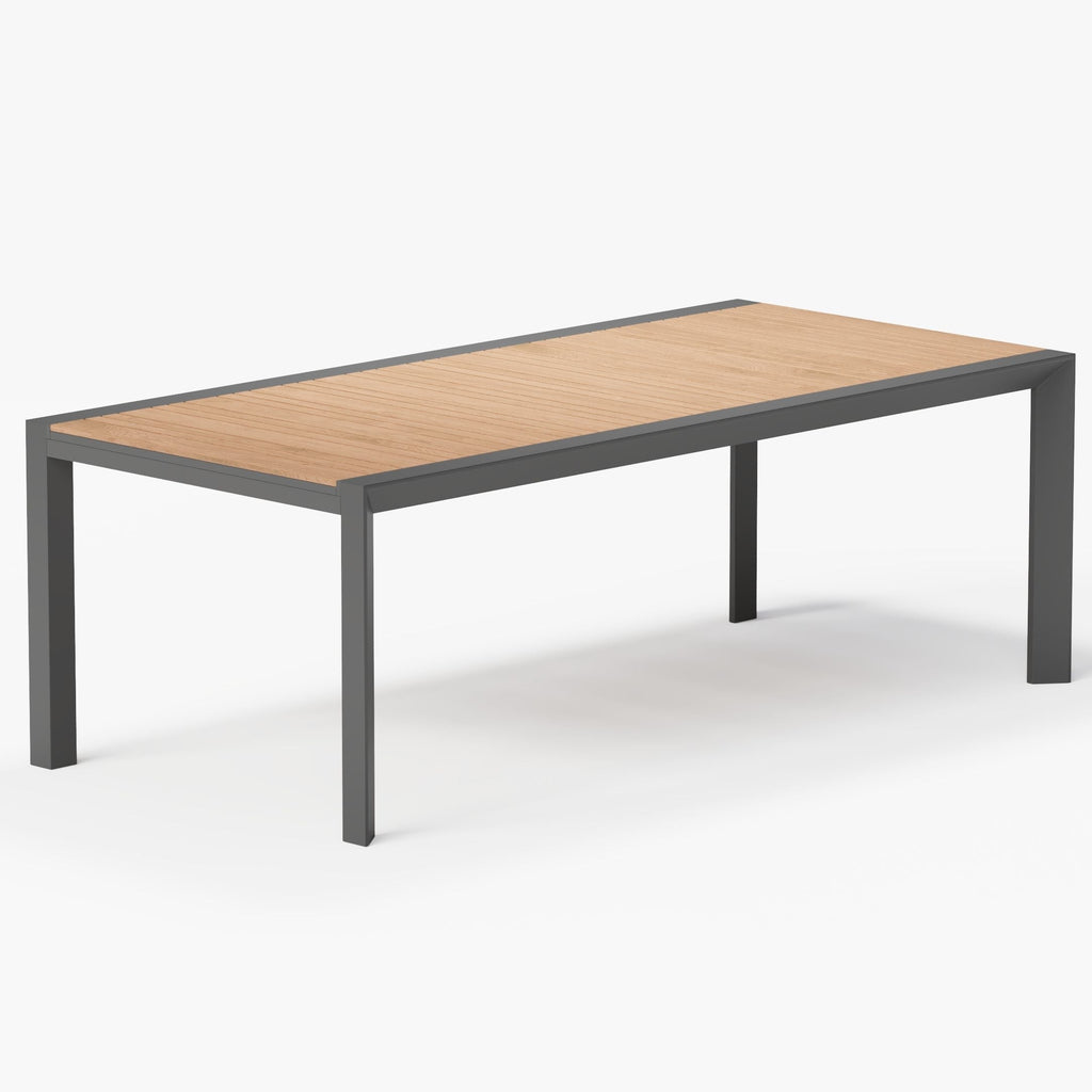 Outdoor Expandable Dining Table Made of Teak and Aluminum