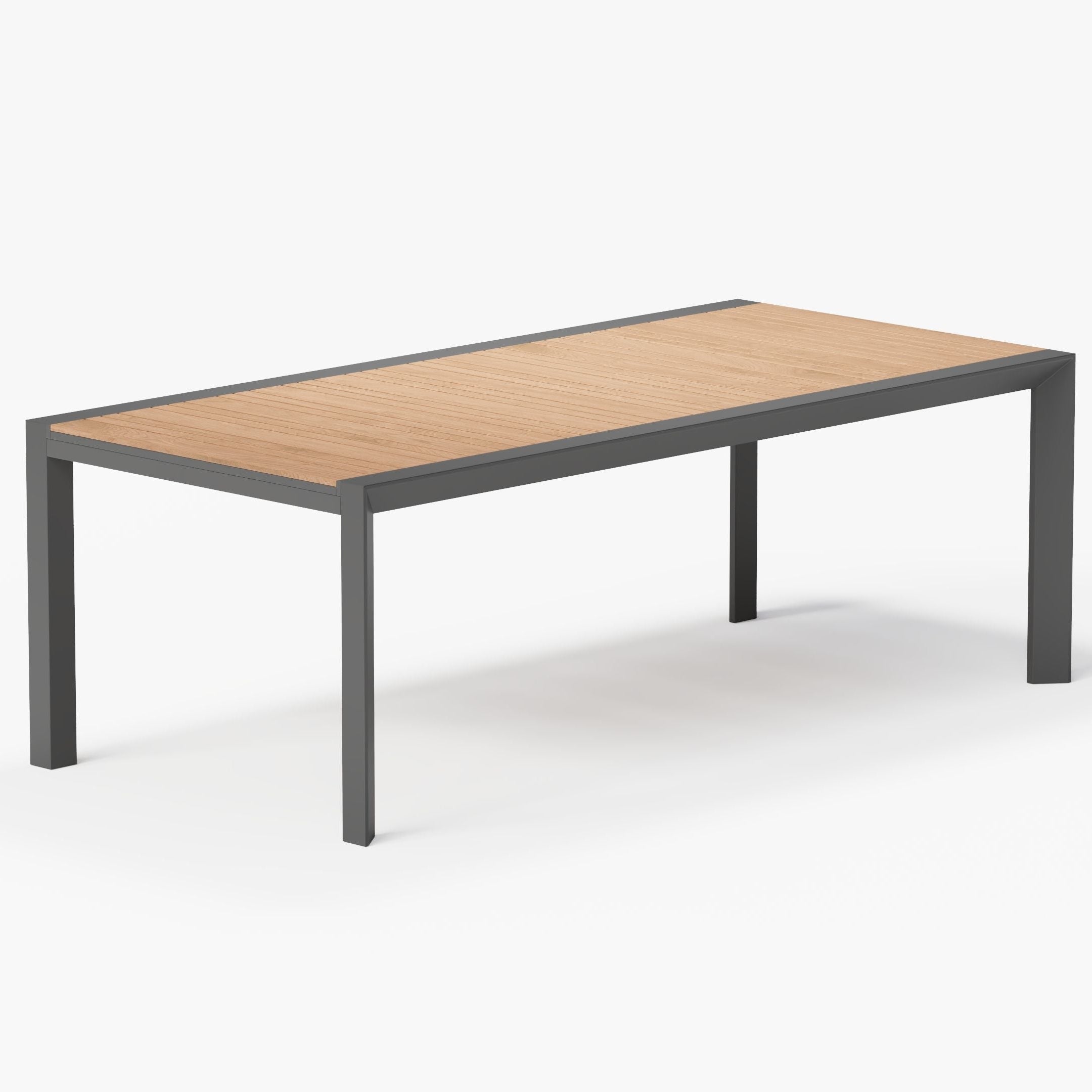 Outdoor Expandable Dining Table Made of Teak and Aluminum