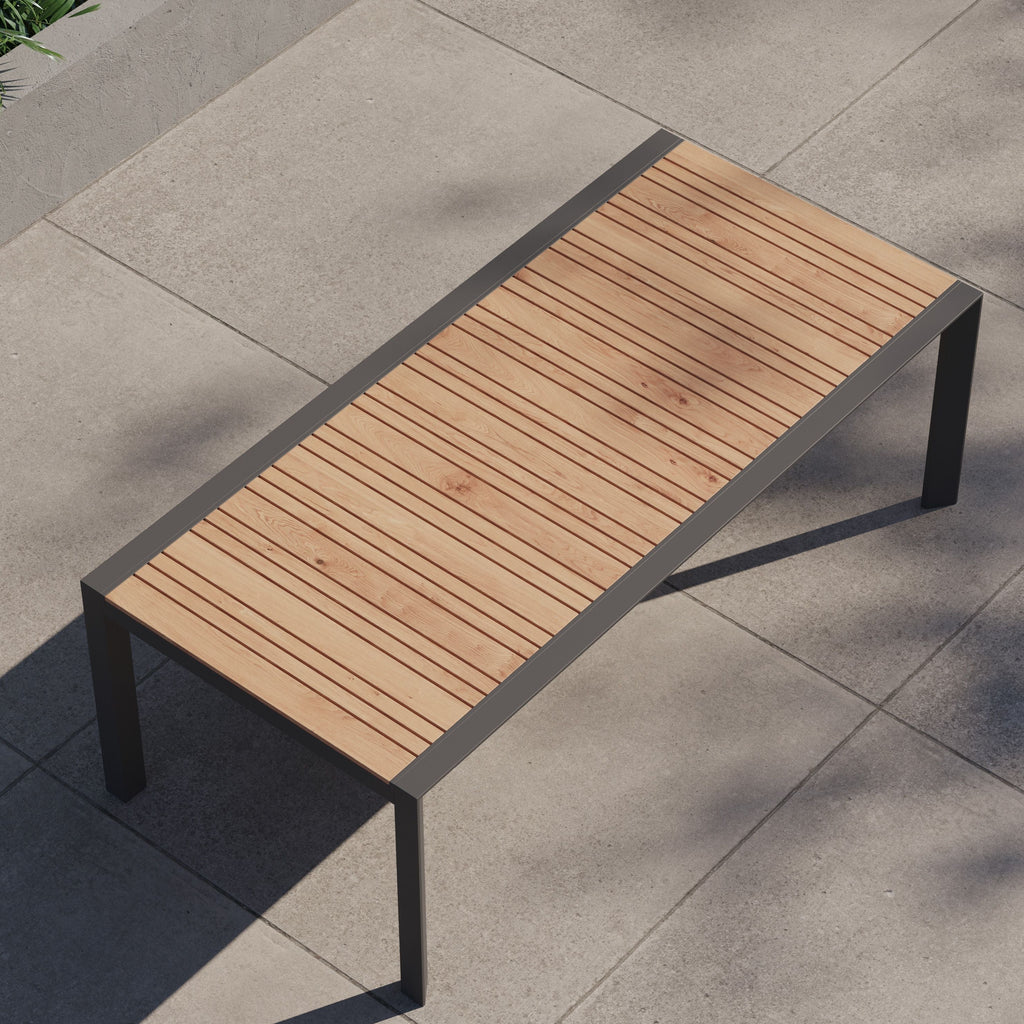 Outdoor Expandable Dining Table Made of Teak and Aluminum